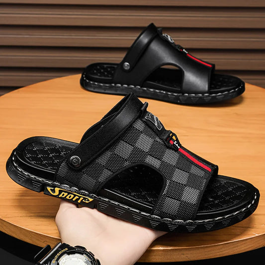 Men's Lightweight Summer Slippers Two-Use Wet Driving Beach Sandals Rubber Outsole Breathable Slip-On Casual Shoes