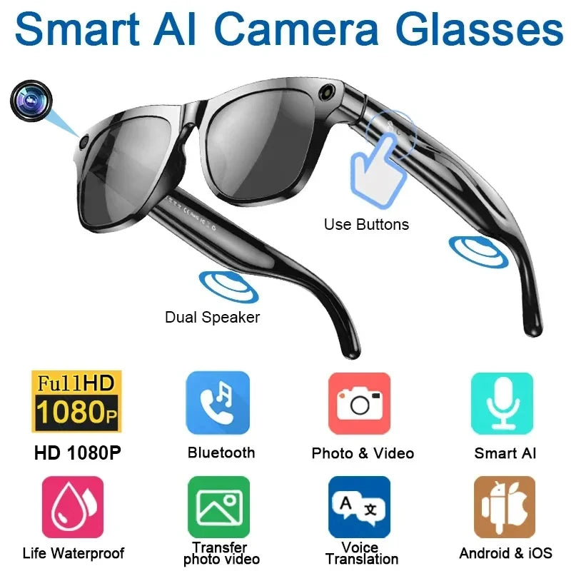 8K HD Smart Glasses AI GPT Camera Bluetooth Call 260Mah Battery Voice Assistant Translate office Identify Objects Smart 2026 New