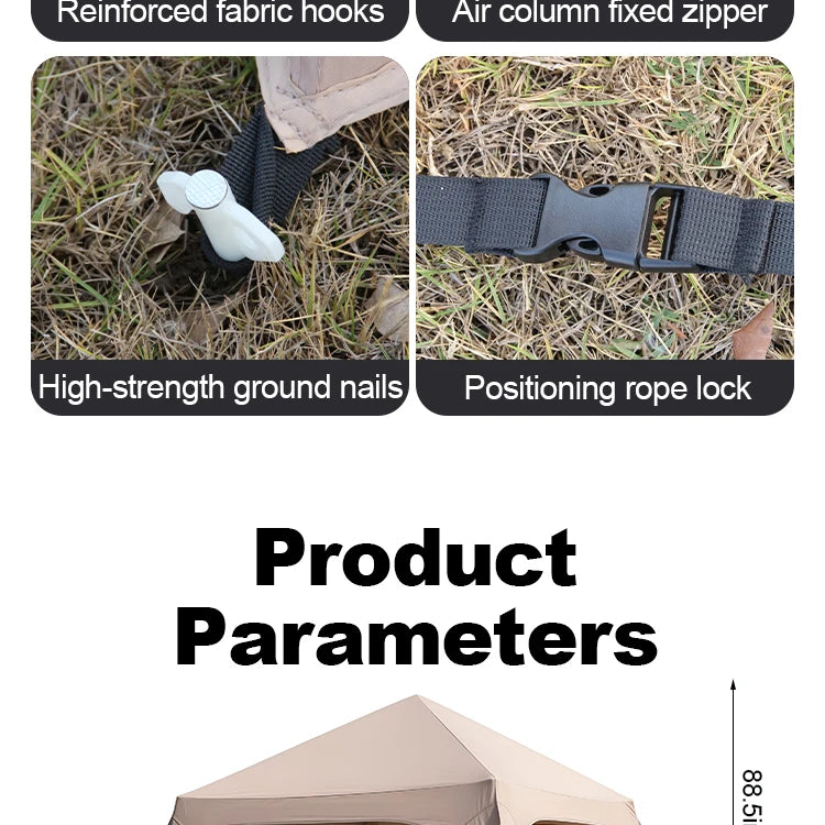 Sonuto Instant Setup Inflatable Tent, 3x3m Quick Inflation Air House Tent, Portable Easy Setup Large Camping Tent with Bag