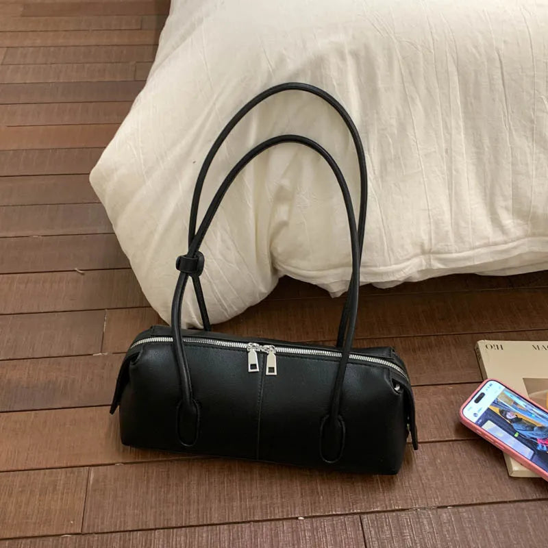 MOODS Retro Underarm Shoulder Bags For Women PU Leather Pure Color Commute Satchel Bag 2025 Winter New Luxury Designer Handbags