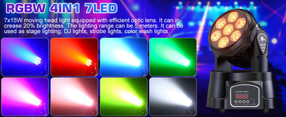 Yiflamefly 1/2/4Pcs 105W Beam Moving Head Lights 7x15W RGBW LED Stage Lights DMX512 Spot Lights For DJ Disco KTV Wedding Party