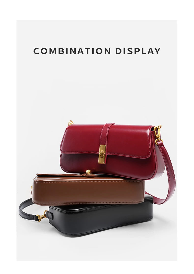 Toptrends Elegant Genuine Leather Underarm Shoulder Bags For Women 2025 Luxury Designer Crossbody Purses Saddle Ladies Handbags