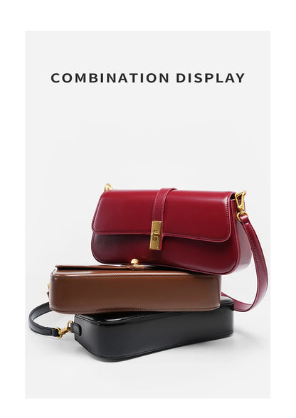 Toptrends Elegant Genuine Leather Underarm Shoulder Bags For Women 2025 Luxury Designer Crossbody Purses Saddle Ladies Handbags