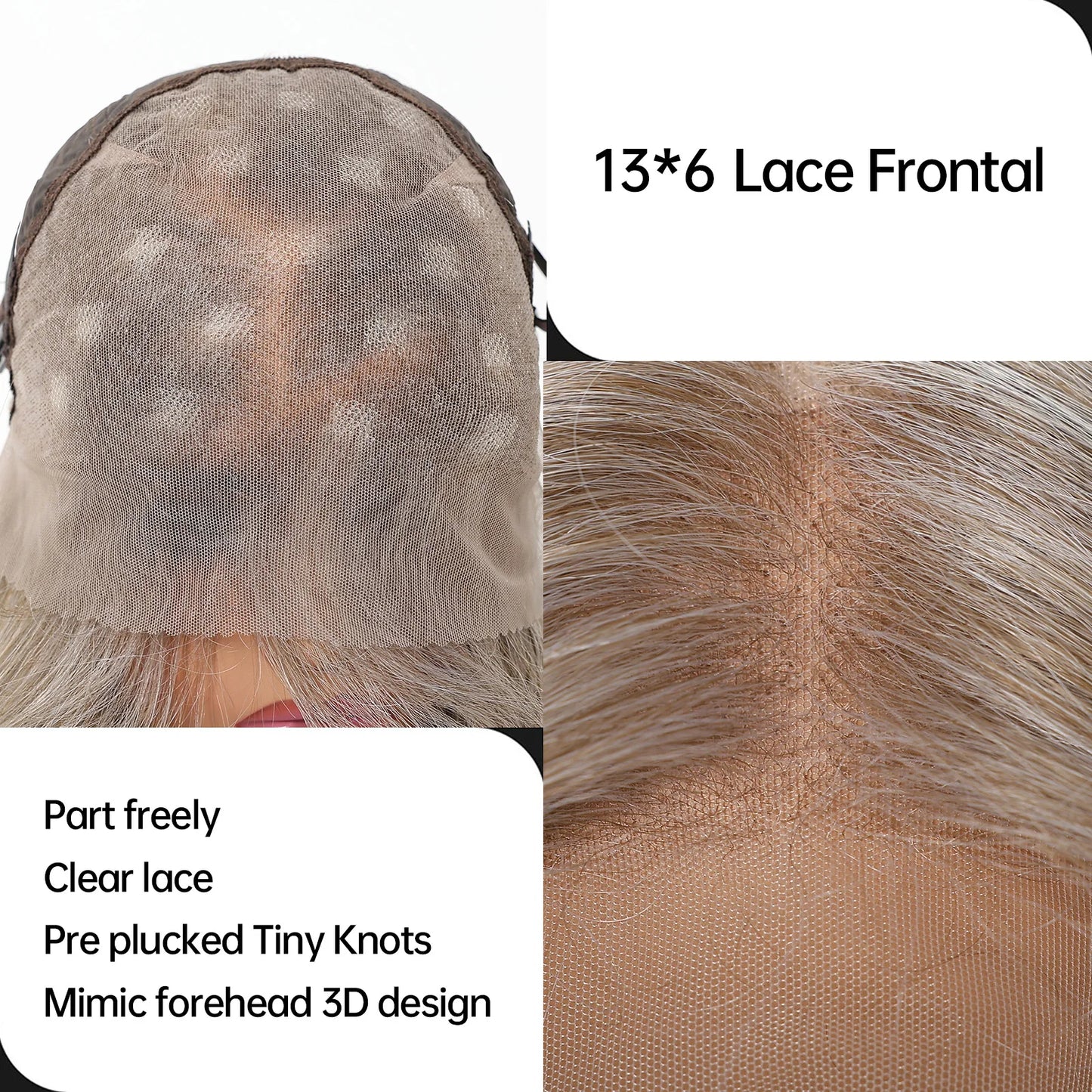 13*6 HD Lace Front Wigs Blonde Mixed Brown Synthetic Wigs For Women Daily Party Short Straight Natural Fake Hair Heat Resistant