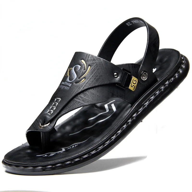 Sandals for Men High Quality Cow Leather Sandals Outdoor Casual Sport Sandals Anti Slip Beach Slippers for Men Summer Slippers