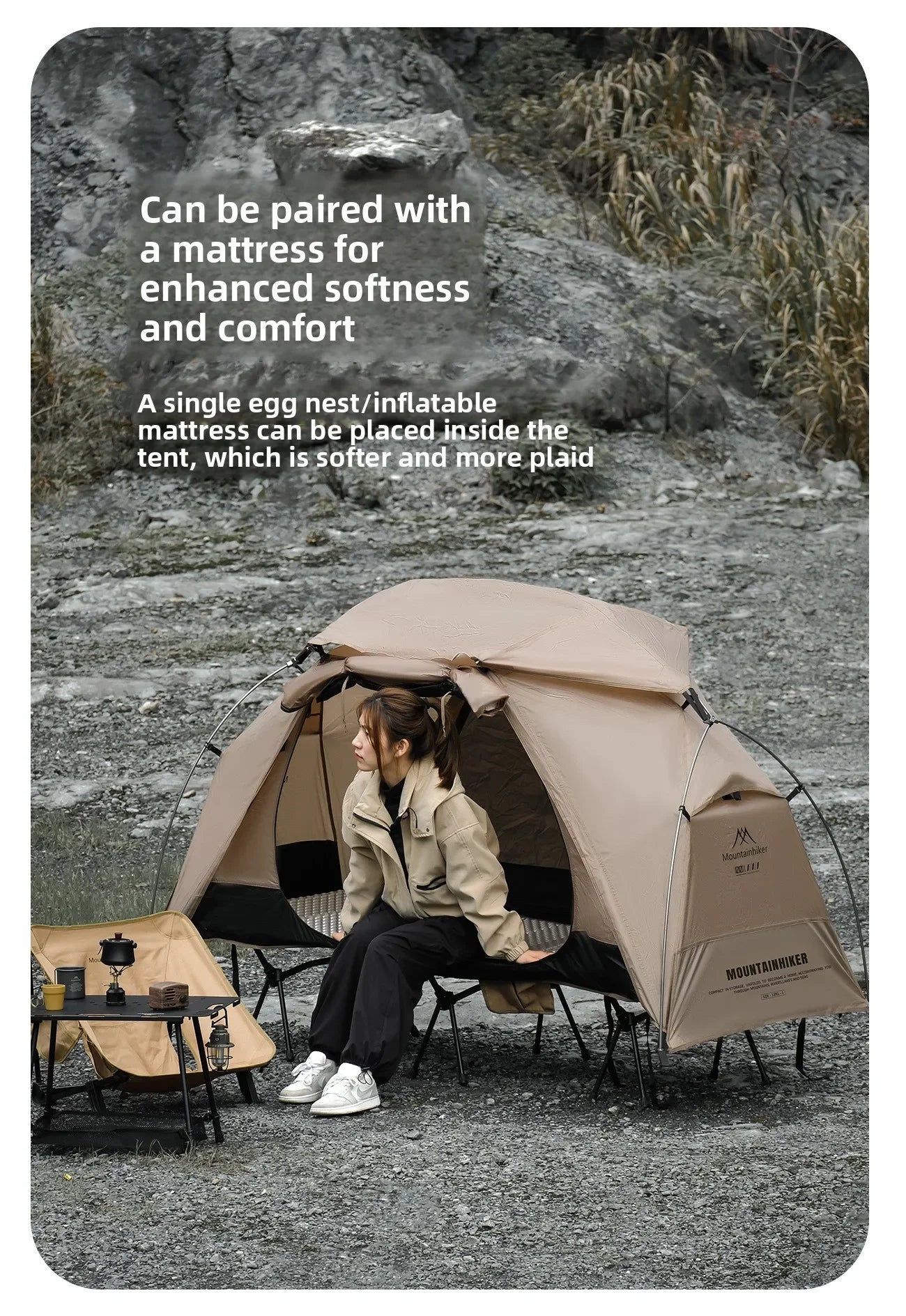 MOUNTAINHIKER 2026 Camp Bed Tent Single Outdoor Waterproof Multi-purpose Leisure Rainproof Camping Tent for Hiking And Travel