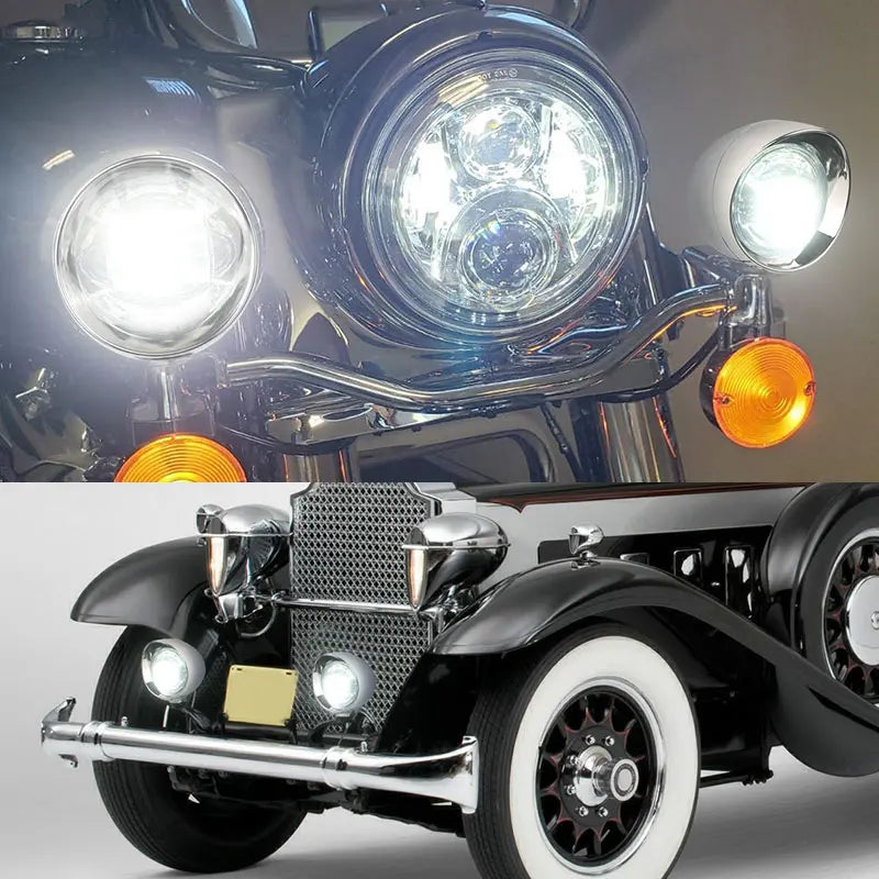 Motorcycle LED Spot Driving Light Dual Color Headlight Auxiliary Spotlight Lamp ATV Scooter Moto Fog Light for Honda Kawasaki