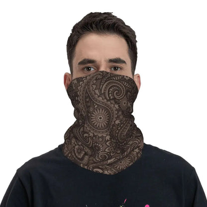 Custom Black Bandana Pattern Bandana Neck Gaiter for Hiking Cycling Women Men Wrap Scarf Paisley Style Headband Warmer