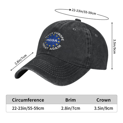 Make Europe Great Again Star Baseball Caps Casual Distressed Cotton MEGA EU Snapback Cap Unisex Outdoor Unstructured Soft Hat