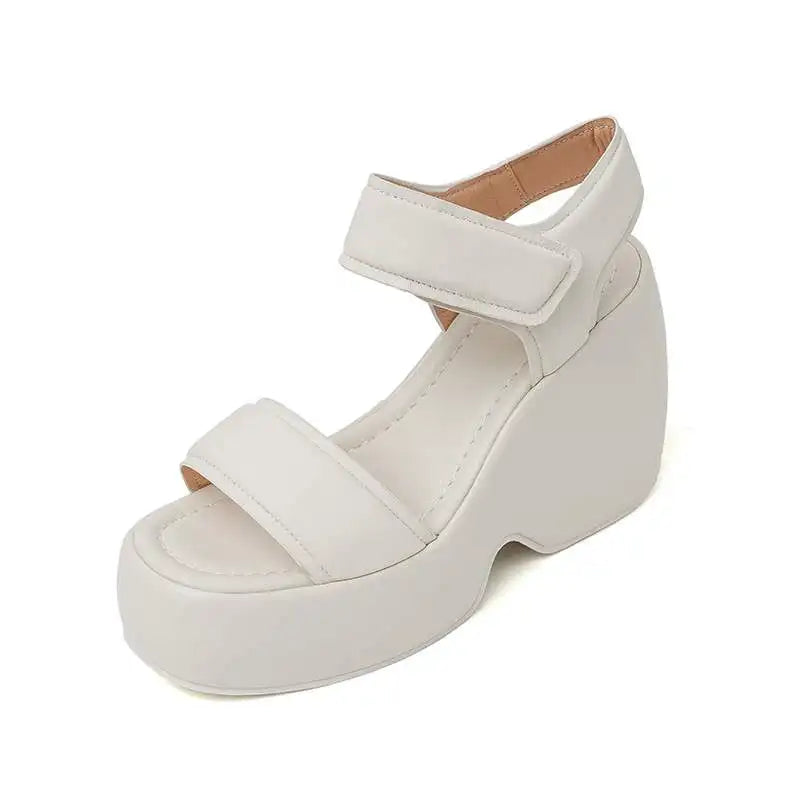 Krazing Pot 2026 Comfort Sheepskin Superstar High Thick Bottom Summer Shoes Casual Slingback Luxury Brand Platform Women Sandals
