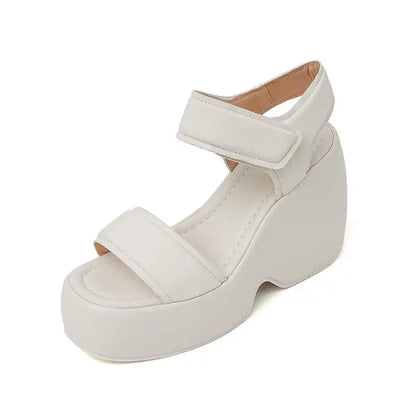 Krazing Pot 2026 Comfort Sheepskin Superstar High Thick Bottom Summer Shoes Casual Slingback Luxury Brand Platform Women Sandals