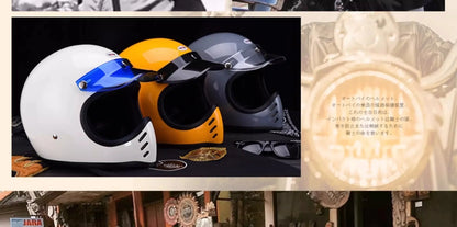 Motorcycle helmet Japanese retro cruise tip glass fiber reinforced plastic helmet motorcycle full helmet