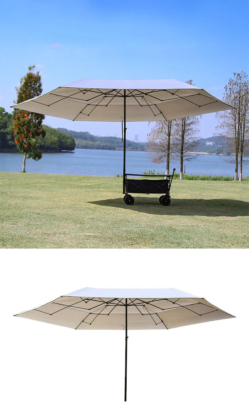 Parasol Beach Pool Easy Folding Metal Folding Wagon Cart Shading Garden Camping Umbrella for Outdoor Heat Insulation