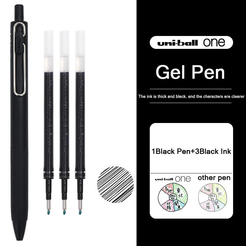 uni-ball one Mitsubishi Limted Gel Pen,Black/Red/Blue/Navy Blue Core Black Technology Signing Canetas for homework,test,meeting
