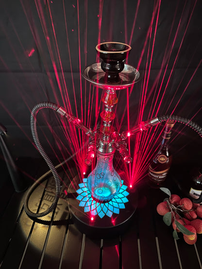 LED Smoking Table Lamp with Laser Light & Charging Base for Hookah Portable Neon Smoke Glow Lamp for Bar Party Laser Effects