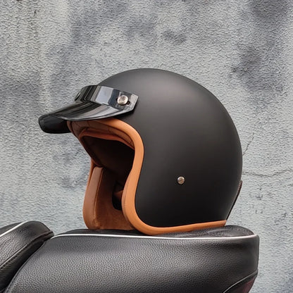 Retro semi-open motorcycle helmet cross-country motorcycle accessories motorcycle helmet 3/4 retro helmet in winter