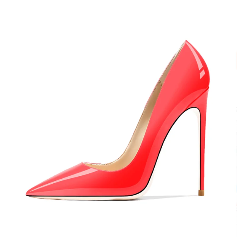 35-48 size slim high heels women's high heels sexy pointed wedding shoes party high heels patent leather neutral shoes