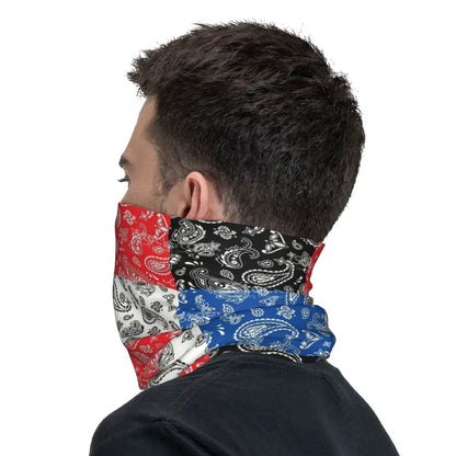 Custom Black Bandana Pattern Bandana Neck Gaiter for Hiking Cycling Women Men Wrap Scarf Paisley Style Headband Warmer