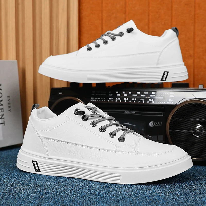 New Style White Sneakers for Men, Korean Version, Trendy Platform Shoes, Versatile for All Occasions, Sporty and Casual Shoes
