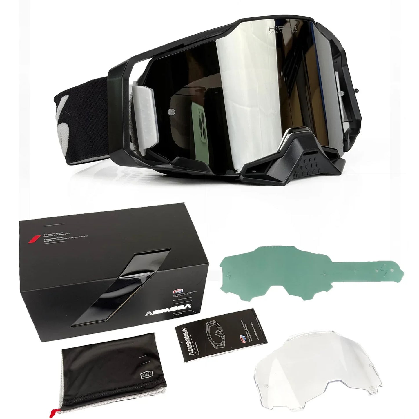 Professional Sports Goggles Windproof Dustproof Anti Fog for Motorcycle Cycling Skiing OTG Over The Glasses UV Protection Lens
