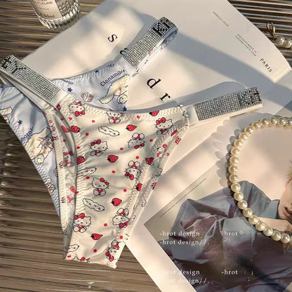 Sexy Thong Hello Kitty Panties Kawaii Cute Cartoon Underwear Women Ice Silk Briefs Girl Gift Underpants
