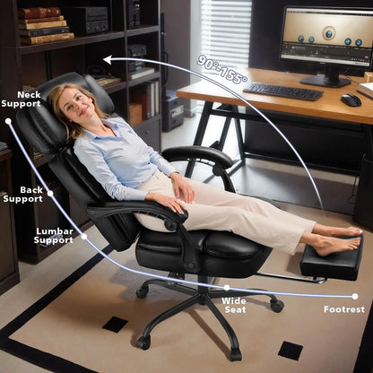 400lbs Executive Office Chair with Foot Rest for Heavy People, Ergonomic Big and Tall Desk Chair with Adjustable, Customized