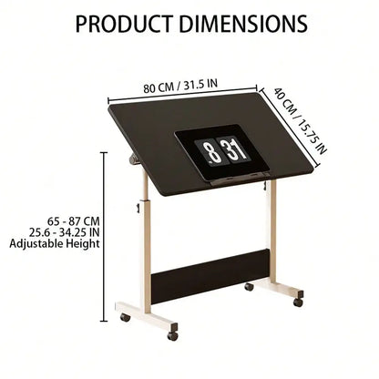 Foldable Standing Desk with Wheels – Compact Fixed-Height Table for Home Office & Small Spaces
