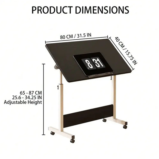 Foldable Standing Desk with Wheels – Compact Fixed-Height Table for Home Office & Small Spaces