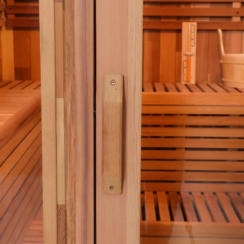 Customizable 3 Person Mini Outdoor Barrel Sauna Red Cedar Wood Dry Steam Sauna Room with Electric Sauna Heater for Cabin