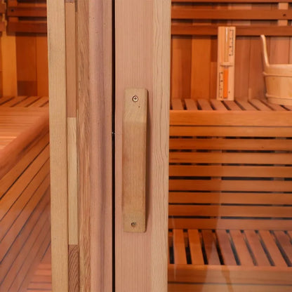 Customizable 3 Person Mini Outdoor Barrel Sauna Red Cedar Wood Dry Steam Sauna Room with Electric Sauna Heater for Cabin