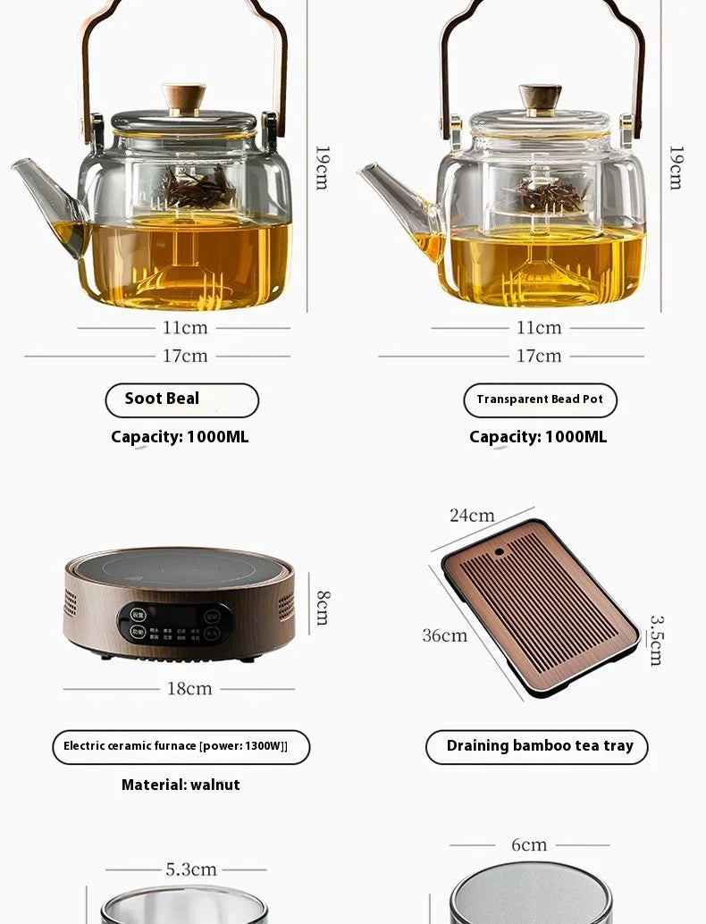 GIANXI Glass Boiling Teapot Chinese Kung Fu Tea Set High Temperature Tea Brewing Special Samovar Teapot Health Pot