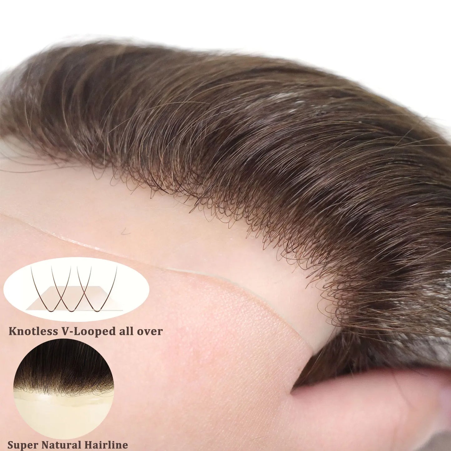 Men Toupee For Forehead 0.06mm Ultra Thin Skin #4 Brown Front Hairline Patch For Male Human Hair Wig Capillary Prosthesis Peruk