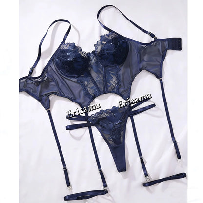 Sexy Set Womens Underwear Exotic Emotional Bra Set Embroidered Print Brassiere Lingerie Set Women's Set Push Up Thin Bralette