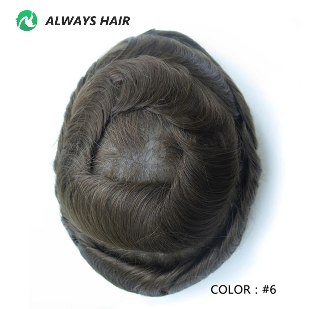 I SKIN Men's Capillary Prothesis 0.12-0.14mm Indian Human Hair 130% Hair Density Men Toupee 6x8 6x9 7x9 7x10 8x10 Size Wig Man