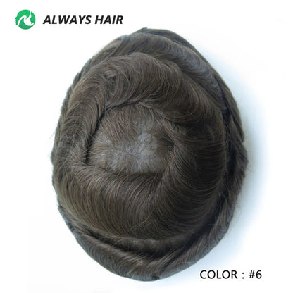 I SKIN Men's Capillary Prothesis 0.12-0.14mm Indian Human Hair 130% Hair Density Men Toupee 6x8 6x9 7x9 7x10 8x10 Size Wig Man