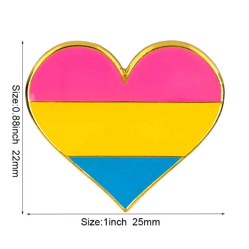10pcs a lot Rainbow Pride Heart Shaped  Badge Symbol Pin Metal Badges Decorative Brooch Pins for Clothes Brooch Jewelry