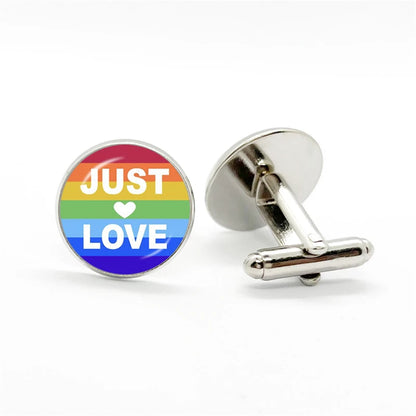 LGBT Rainbow Pride Cufflinks Man High Quality Jewelry Accessories Gay Pride Rainbow Flag Photo Suit Shirt Cuff Links Gift