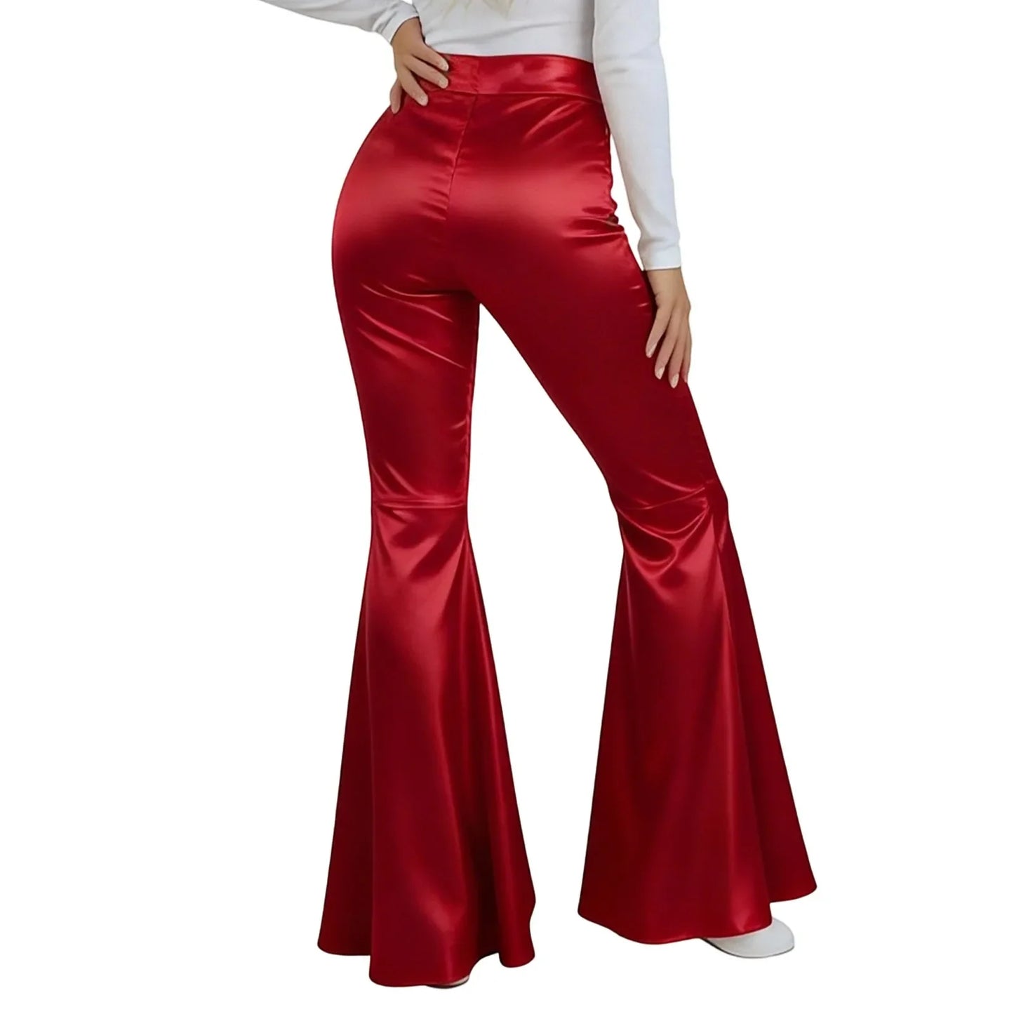Sequin Women Flared Pants High Waist Shiny Disco Party Trousers Loose Fit Dance Club Stretchy Bell Bottom Wide Leg Trousers New
