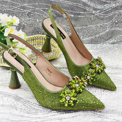 New Arrival African Women Shoes Decorated with Rhinestone Shoes for Women 2025 Designer Luxury Plus Size 43 Wedding Shoes Bride