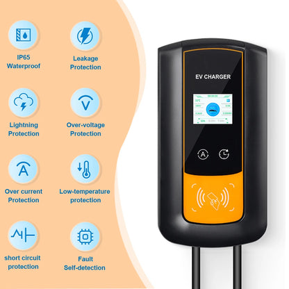 IPENGEN EV Charging Station 32A Electric Vehicle Car Charger EVSE Wallbox Wallmount 7.6/11/22KW Type2 Cable IEC62196 APP Control