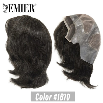 Full Head Wig For Men 6" Natural Straight Fine Mono With Pu Cap Men Wig 1/2" French Lace in Front Indian Human Hair Wig For Men
