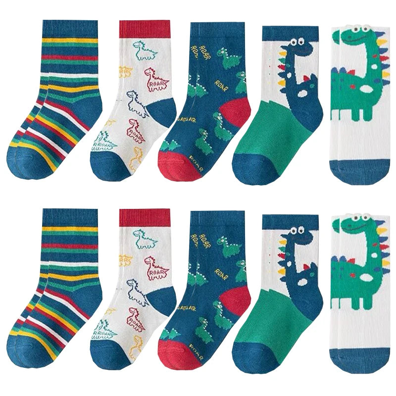 10 Pairs Boys Cartoon Duck Socks Children Baby Toddler Sport Socks School Student Spring Autumn Soft Kids Fashion Mid Tube Socks