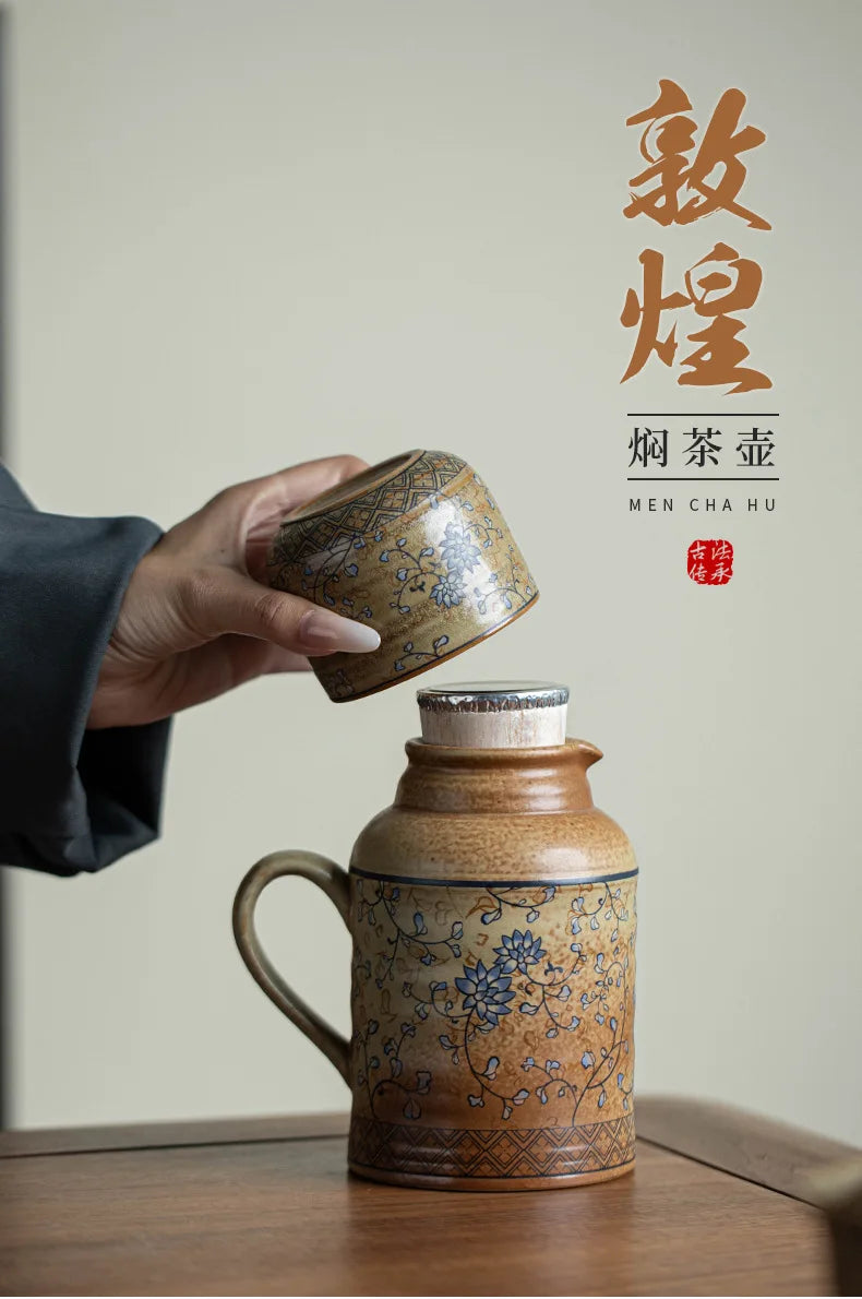 580ML Large Capacity Ceramic Stewed Teapot Tea Brewing Insulated Single Pot Pottery Kettle For Office Outdoor Use Kung Fu Teaset