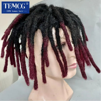 Dreadlock Toupee Men Male Hair Prosthesis Mono Afro Curly Hair System Unit for Black Men 100% Natural Human Hair Men's Wig