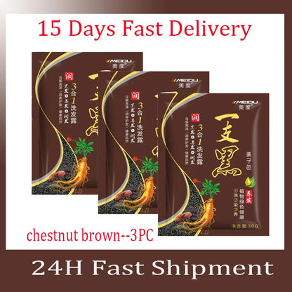 Natural Herbal Hair Dye Shampoo 3 in 1 Hair Color Shampoo Non-irritating Lasting Repair Nourish Gray White Hair Care Women Men