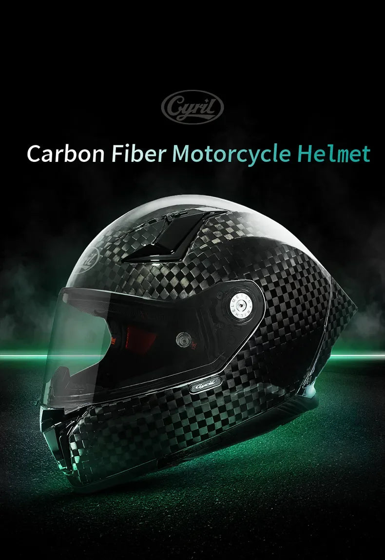 Unisex Lightweight Carbon Fiber Kevlar Full Face Motorcycle Street Bike Helmets Racing Helmet DOT ECE Approved CYRIL Casque Moto