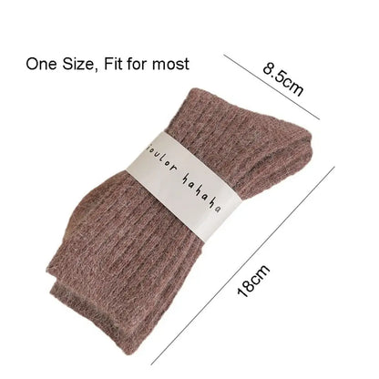 Cashmere winter warm velvet socks fashionable Harajuku thick mid tube socks soft sleep home socks striped women's long socks