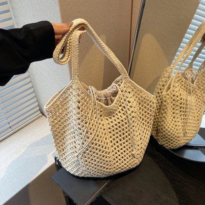 Chic Simple Lady Large Capacity Shoulder Bags Shopping Beach Bag for Women Casual Straw Woven Tote Bag Female Handbag Purses