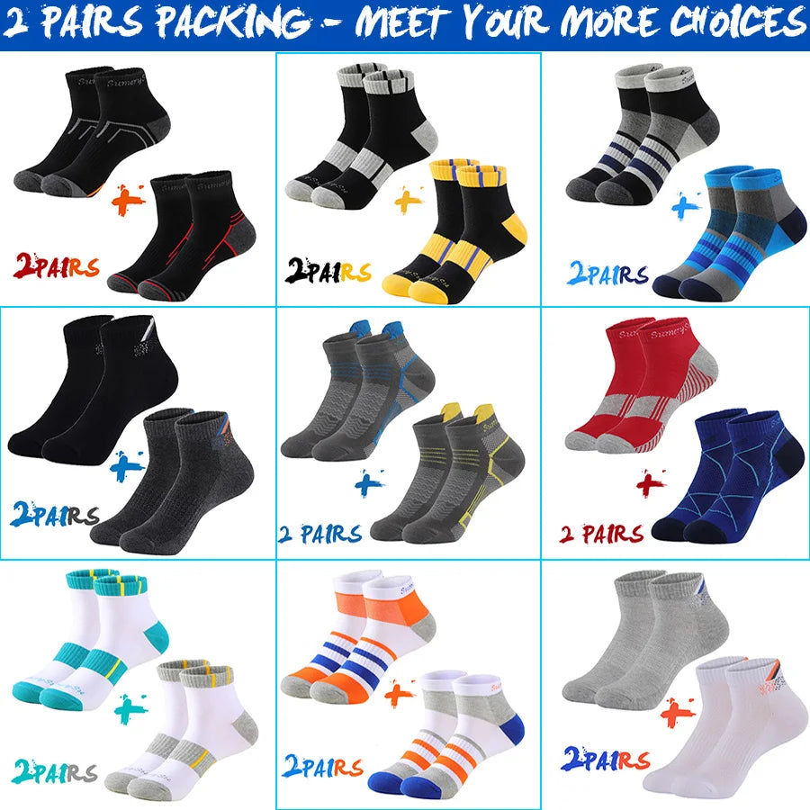 2 Pairs/Lot Running Socks Men Sport Outdoor Casual Cotton Red Stripes Compression Black Colorful Sock Male Gifts 21 Colors