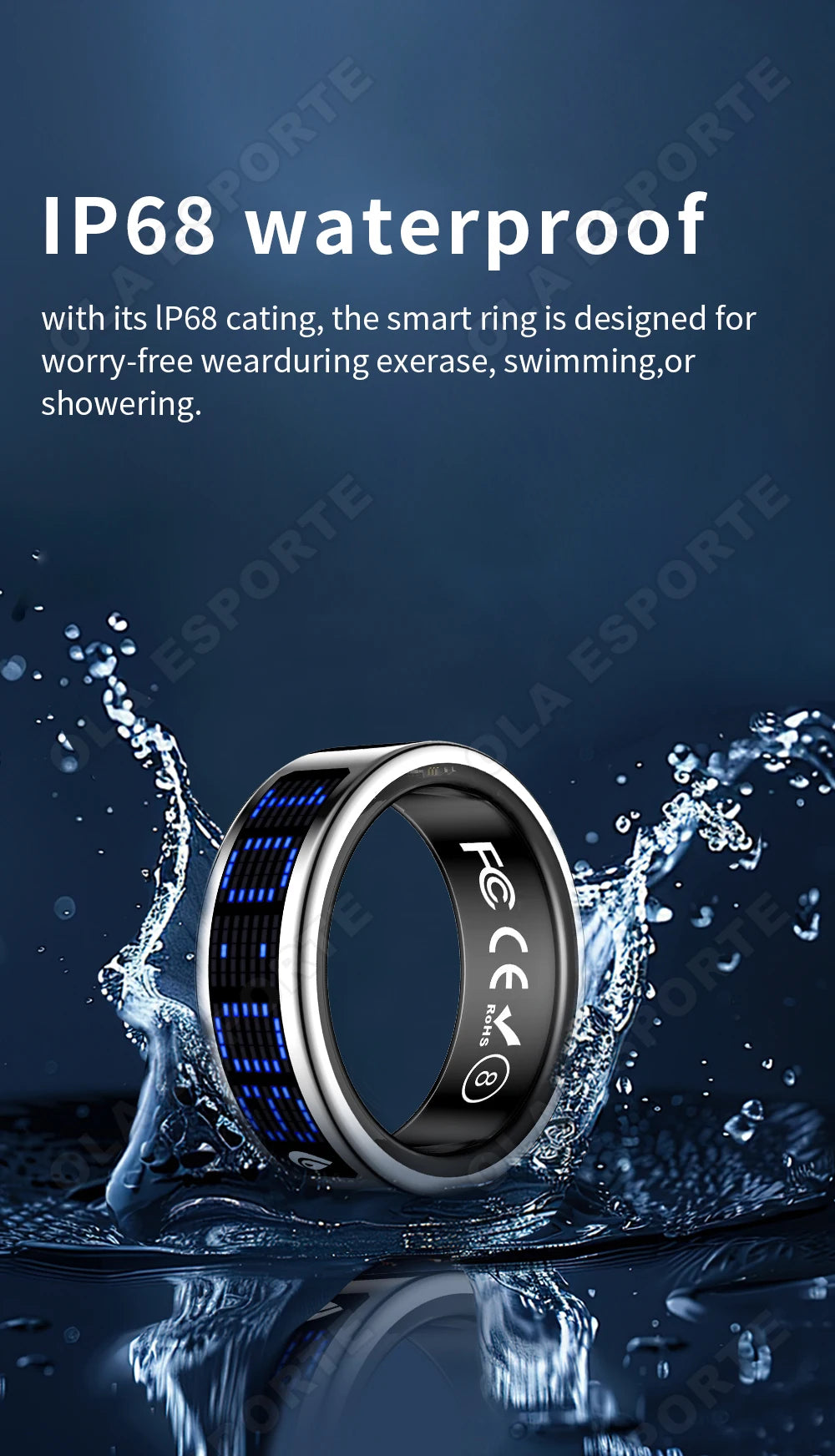 Display Screen Smart Ring Bluetooth Connection Heart Rate Sleep Monitoring Multi-function Ring Multiple Sports Modes Waterproof